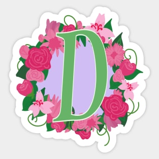 Monogram D, Personalized Floral Initial Sticker